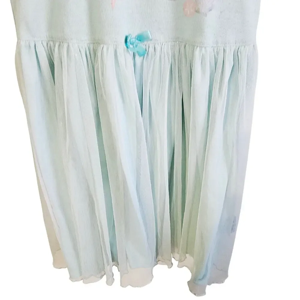Disney Girls Size 7/8 Pajama Dress Light Blue Ariel Mermaid Princess Nightie